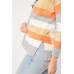 Colour Block Striped Open Cardigan