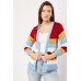 Colour Block Striped Open Cardigan