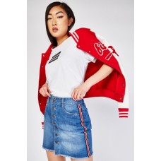 Webbing Striped Trim Denim Skirt