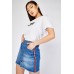 Webbing Striped Trim Denim Skirt