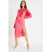 Batwing Sleeve Front Slit Dress