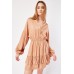 Batwing Sleeve Ruffle Dress