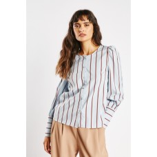 Bishop Sleeve Pinstriped Blouse