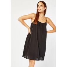 Black Cotton Strappy Mini Dress