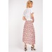 Button Trim Paisley Midi Skirt