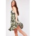 Camouflage Contrast Print Ruffle Dress