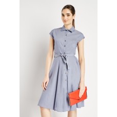 Cap Sleeve Buttoned Midi Dress