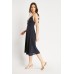 Chiffon Overlay Navy Midi Dress