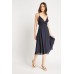 Chiffon Overlay Navy Midi Dress