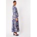 Collared Printed Silky Maxi Dress