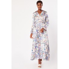 Collared Printed Silky Maxi Dress