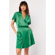 Collared Textured Wrap Dress