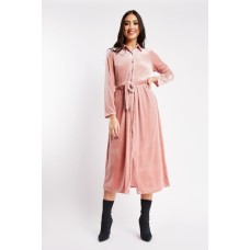 Collared Velveteen Maxi Dress