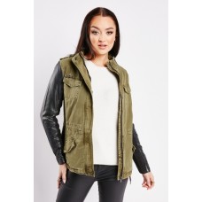 Contrasted Sleeve Casual Jacket