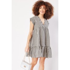 Crinkle Gingham Pattern Dress