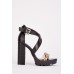 Criss Cross Mock Croc High Heel Sandals