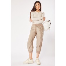 Crop Linen Cargo Trousers