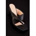 Crossed Thong Heel Mules