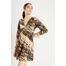 Deep V-Neck Printed Dress