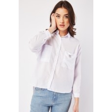 Dip Hem Front Pockets Shirt