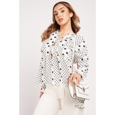 Dip Hem Polka Dot Blouse