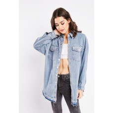 Distressed Hem Denim Jacket