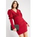 Draped Fitted Sleeve Wrap Dress