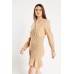 Dropped Shoulder Shirred Wrap Dress