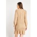 Dropped Shoulder Shirred Wrap Dress