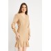 Dropped Shoulder Shirred Wrap Dress