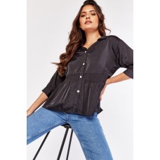 Elasticated Waist Panel Silky Blouse