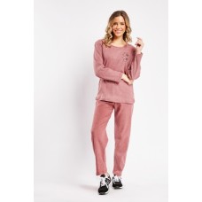 Embroidered Floral Ribbed Loungewear Set