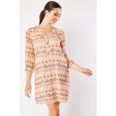 Ethnic Print Chiffon Tunic Dress