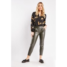 Faux Leather Ankle Grazer Trousers