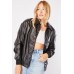 Faux Leather Bomber Jacket