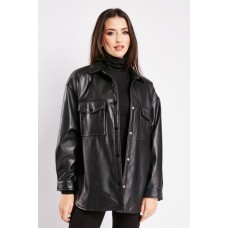 Faux Leather Casual Shacket