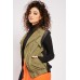 Faux Leather Contrasted Sleeveless Jacket