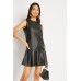 Faux Leather Sleeveless Mini Dress