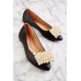 Faux Pearl Applique Ballet Pumps