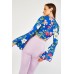 Flared Sleeve Floral Crop Top