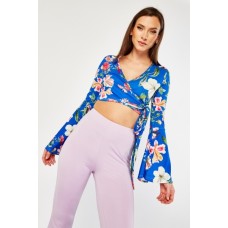 Flared Sleeve Floral Crop Top