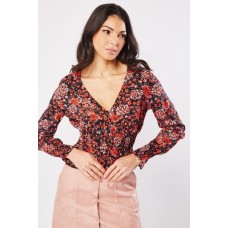 Floral Low Plunge Blouse