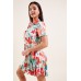 Floral Print Panelled Swing Dress