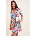 Floral Print Panelled Swing Dress