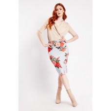 Floral Print Pencil Skirt