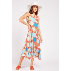 Flower Print Tiered Maxi Dress