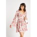 Flower Printed Flare Sleeve Dress