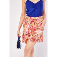 Frill Floral Mini Skirt