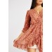 Frill Trim Wrap Printed Mini Dress