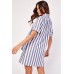 Frilly Panel Striped Shirt Dress